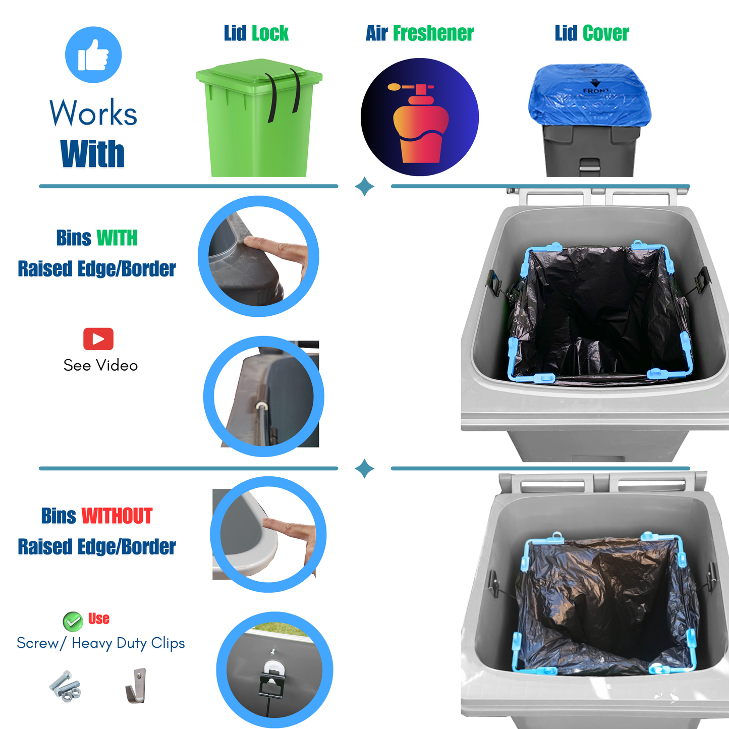 BagEZ Eco-Friendly Garbage Can Deodorizer & Maggot Killer | Dual-Container Trash Can Odor Eliminator | Touchless Cleaning Kit for 26-35 Gallon Cans | Prevents Pests & Keeps Bins Fresh