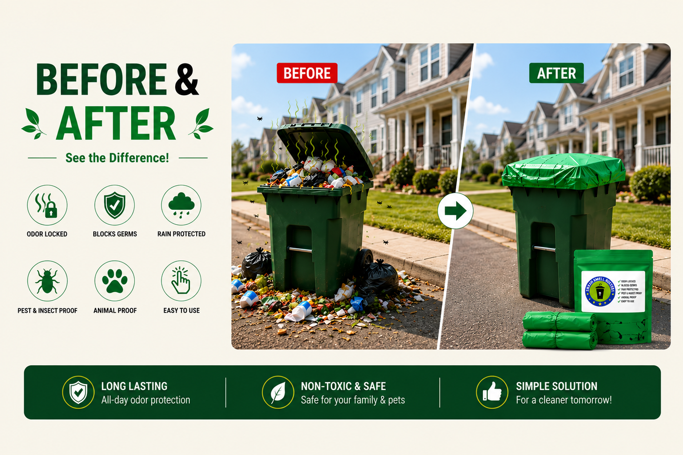 Trash Smell Buster Odor Insects Protective Cover