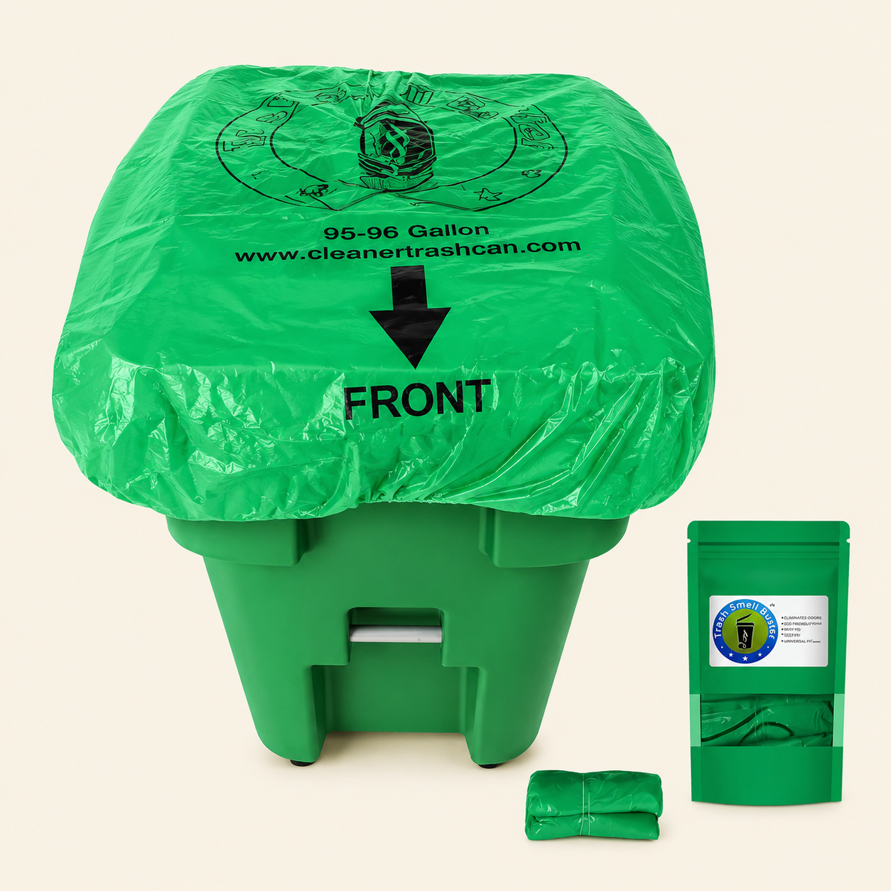 Trash Smell Buster Plastic Cover Keeps Odor inside Garbage Can and insects, flies and small animals away! (One Cover per bag)