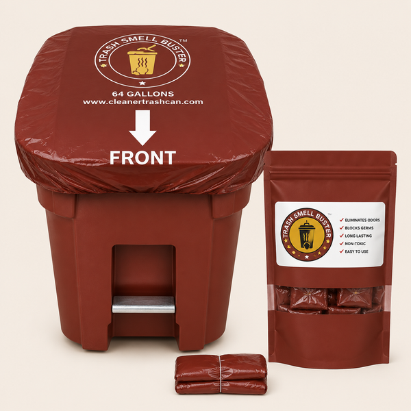 Trash Smell Buster™ Lemon-Scented Trash Can Cover – Locks in Odors & Keeps Pests Out!