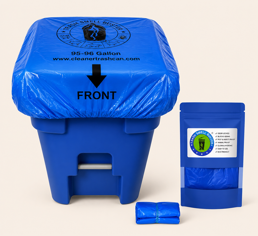 Trash Smell Buster, Trash Can Cover, Odor Eliminating Bag with Elastic Rubber Band, Eliminates Odor from Trash, Durable, Effective, Fits 32, 45, 64 or 95 Gallon, 1 Cover