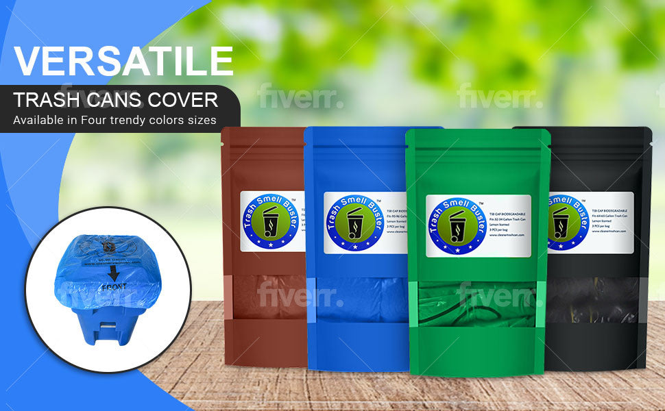 Trash Smell Buster Plastic Cover Keeps Odor inside Garbage Can and insects, flies and small animals away! (One Cover per bag)